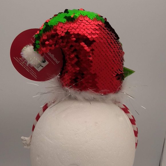 🌷‼️5/$20 Winter Wonder Lane Christmas Holiday Elf 4" Sequin Red Green Headband - Picture 6 of 10